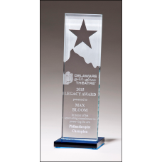 Glass Award with Etched Star and Mountain Peak 