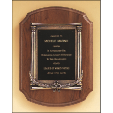 American Walnut Plaque with an Antique Bronze Casting American Walnut Plaque with an Antique Bronze Casting