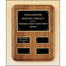 Solid American Walnut Quarterly Award Plaque