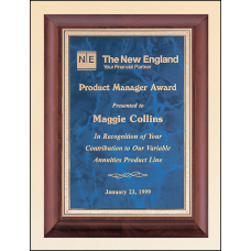 Cherry Finish Wood Plaque with Sapphire Marble Plate