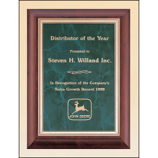 Cherry Finish Wood Plaque with Emerald Marble Plate