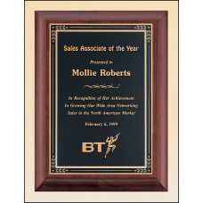 Cherry Finish Wood Plaque with Florentine Plate