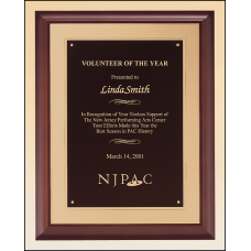 Cherry Finish Wood Plaque with Florentine Plate