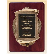 Rosewood Piano Finish Plaque with Antique Bronze Casting