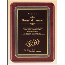 Rosewood Piano Finish Plaque with Brass Plate