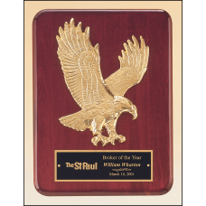 Rosewood Piano Finish Plaque with Gold Eagle Casting