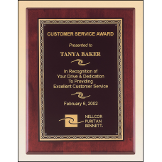 Rosewood Piano Finish Plaque with Brass Plate