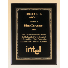 Black Piano Finish Plaque with Brass Plate