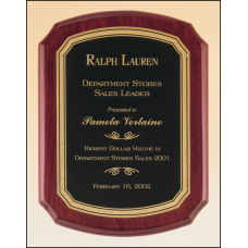 Rosewood Piano Finish Plaque with Brass Plate