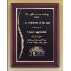 Rosewood Piano Finish Plaque with Brass Plate