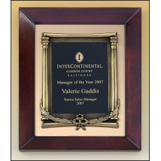 Cherry Finish Wood Frame Plaque with Wreath