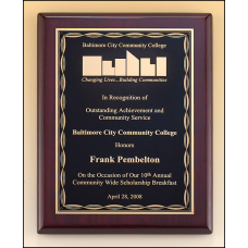 Rosewood Piano Finish Plaque with Brass Plate