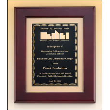 Rosewood Piano Finish Plaque with Brass Plate
